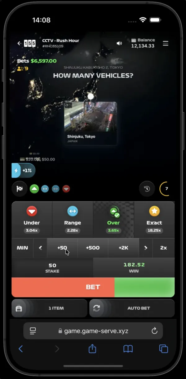 Rush Hour game interface featuring a live AI-tracked city intersection